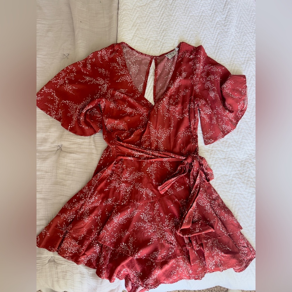 Petal & Pup (Polly Line) Red Floral Mini Dress Romper